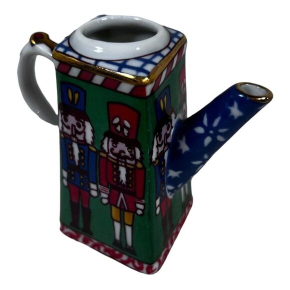 Vintage Miniature 3" Christmas Teapot Toy Soldier Ceramic Holiday Decor Doll - Picture 2 of 5